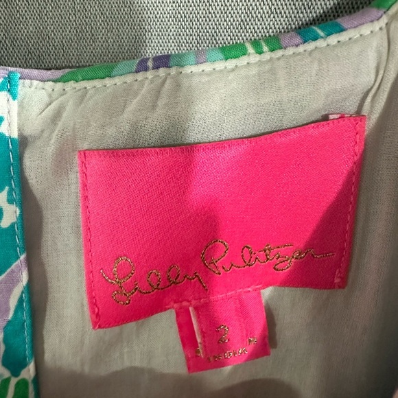 Lilly Pulitzer Lettie Short Sleeve Dress Purple Iris Green Size 2 Baby Doll - Picture 5 of 8